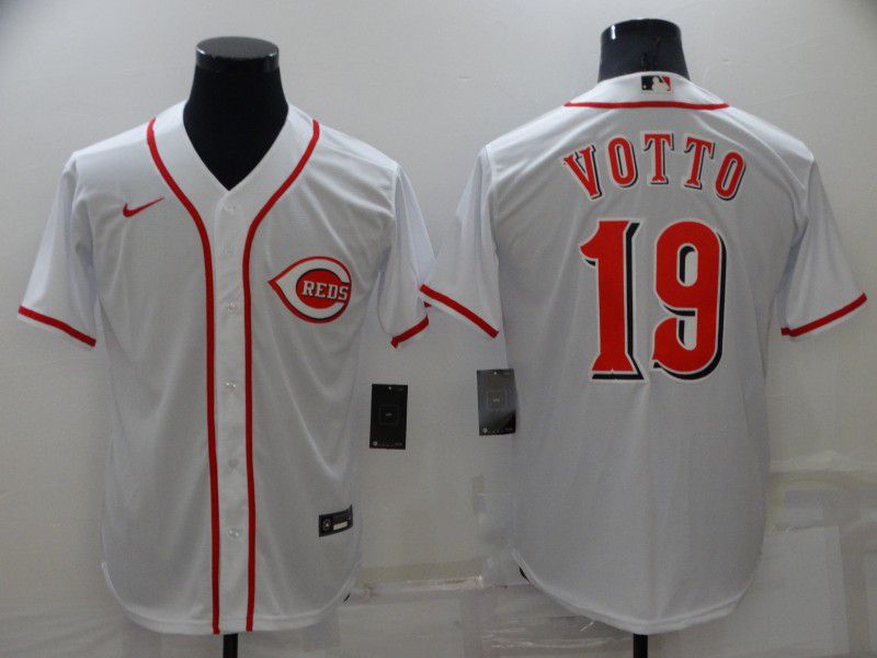 Men Cincinnati Reds #19 Votto White Game Nike 2022 MLB Jersey